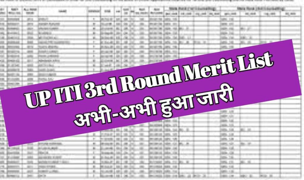 UP ITI 3rd Merit List 2024